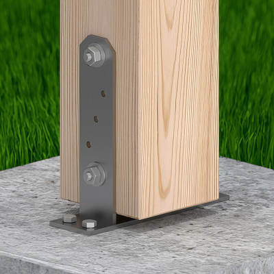 Embase pied de poteau en TT zinguée à visser - 141 x 200 x 5 mm