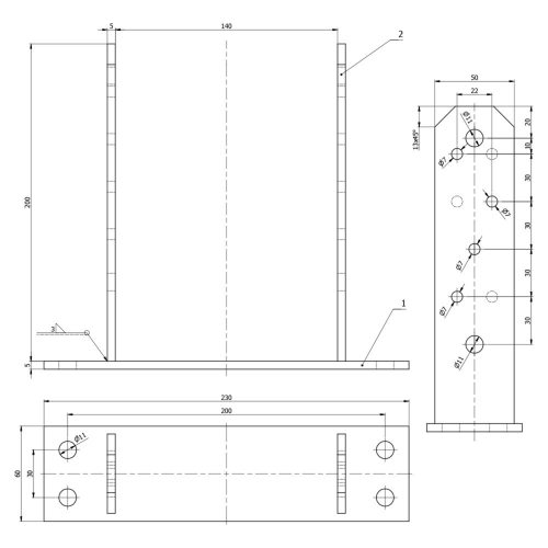 Embase pied de poteau en TT zinguée à visser - 141 x 200 x 5 mm