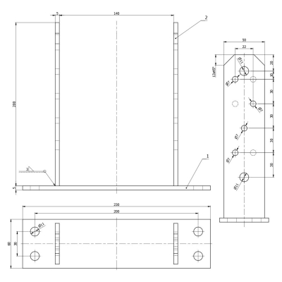 Embase pied de poteau en TT zinguée à visser - 141 x 200 x 5 mm