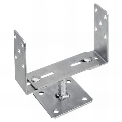 Pied de poteau en U réglable de 96 à 200 mm galvanisé à visser - 96-200 mm