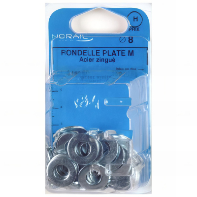 Blister de 200 rondelles plates type moyenne M5 - Zingué - 42000502CP200