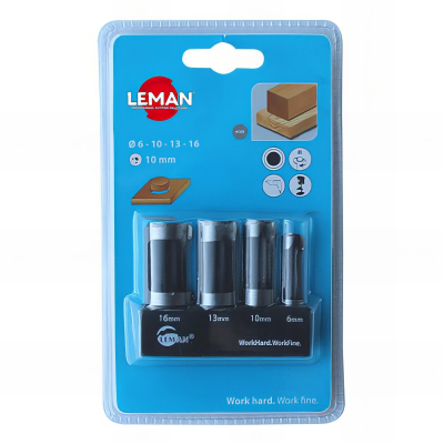 Coffret de 4 mèches à bouchonner WS D. 6,10,13,16 mm Q. 10 mm - 200.500.04 - Leman
