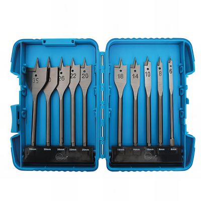 Coffret 10 mèches plates 6 pans 1/4 WS D. 6,8,10,14,18,20,22,26,30,35 mm pour bois - 304.500.10 - Leman