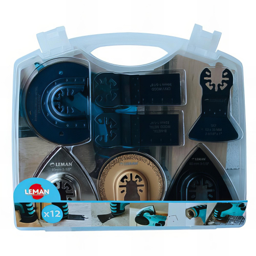 Coffret de 12 accessoires multi- matériaux pour outil oscillant - 4500.12 - Leman