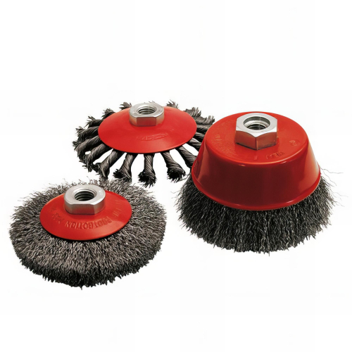 Lot de 3 brosses D.100 mm M14 pour meuleuse fil acier pour le métal - Décapage extra dur - 523.03 - Leman
