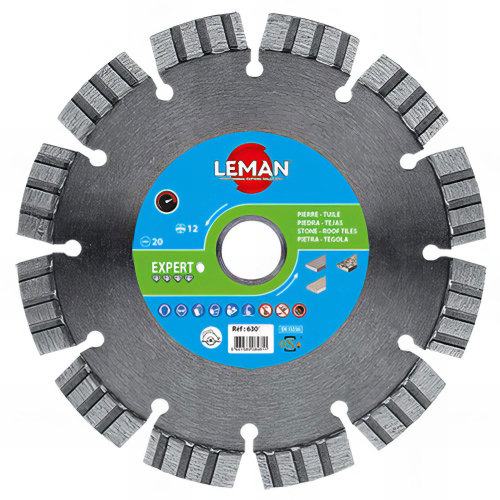 Disque diamant segmenté D. 125 x Al. 22,23 x Ht. 12 x ép. 2,6 mm. Quartz, granit - 630125 - LEMAN