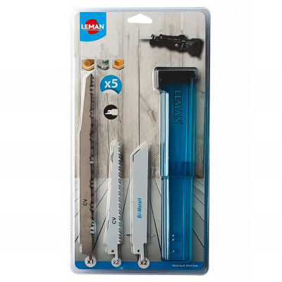 Assortiment de 5 lames de scie sabre pour bois et métal - 7750.05 - Leman