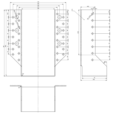 Sabot de charpente galvanisé à ailes extérieures - Larg. 100 x Ht. 200 mm 2