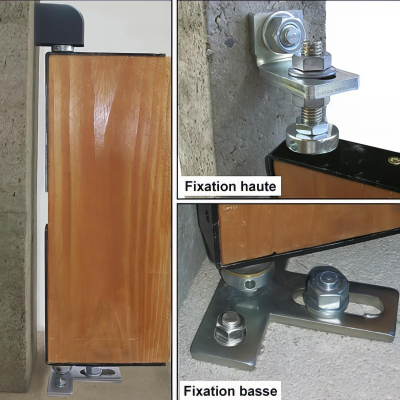 Pivot de portail bois avec seuil à cheviller - Kit fixation haute et basse