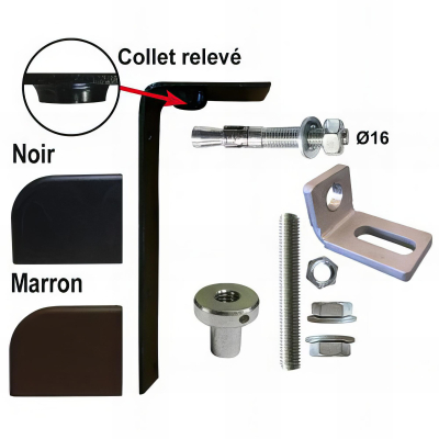 Pivot de portail bois avec seuil à cheviller - Kit fixation haute et basse 2