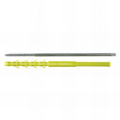 10 Fixations de descente d'eaux pluviales M8 x 210 mm - Cheville D. 10 x 200 mm - Zingué jaune