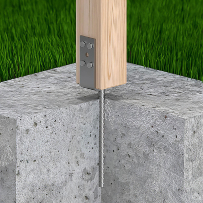 Pied de poteau léger en U zingué à ancrer - 51 x 100 x 5 mm