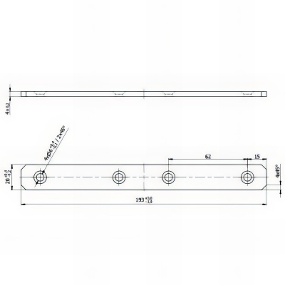 Connecteur plat étroit galvanisé jaune - 193 x 24 x 4,0 mm 2