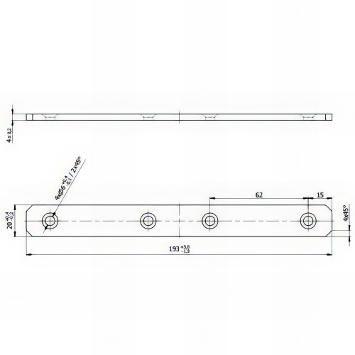 Connecteur plat étroit galvanisé jaune - 193 x 24 x 4,0 mm