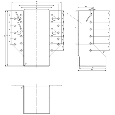 Sabot de charpente galvanisé à ailes extérieures - Larg. 70 x Ht. 155 mm 2