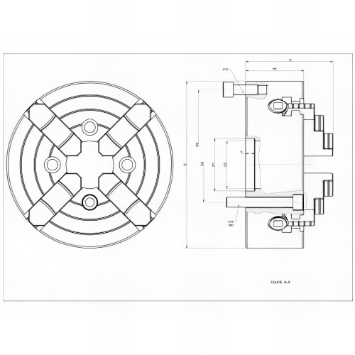 Mandrin 4 mors indépendants D. 125 mm pour tour à métaux
