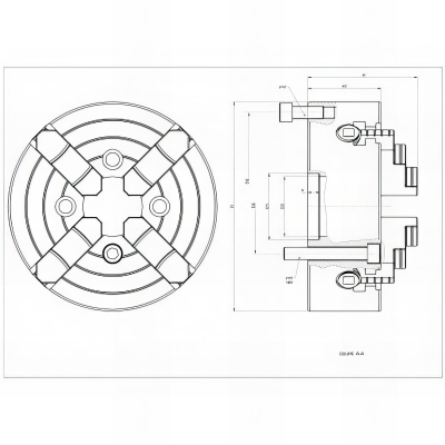 Mandrin 4 mors indépendants D. 125 mm pour tour à métaux