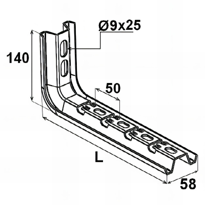 10 Équerres universelles LWU - H. 140 x L. 500 mm - Zingué 2