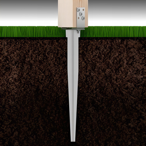 Pied de poteau en U zingué à enfoncer - Largeur réglable de 0 à 120 mm - 0-120 x 65 x 700 x 2,0 mm