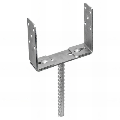 Pied de poteau en U réglable de 96 à 200 mm galvanisé à ancrer - 96-200 mm