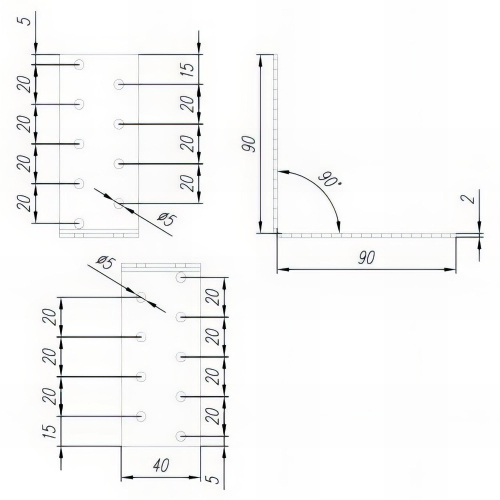 Équerre perforée galvanisée - 90 x 90 x 40 x 2,0 mm