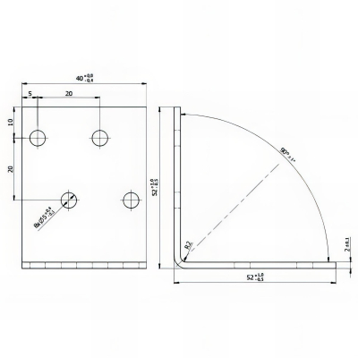 Équerre perforée galvanisée - 50 x 50 x 40 x 2,0 mm 2