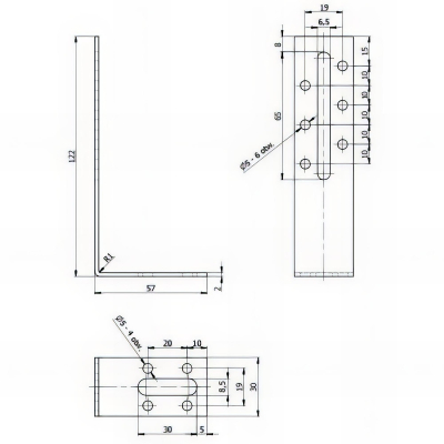 Équerre ajustable galvanisée - 80 x 55 x 30 x 2,0 mm 2