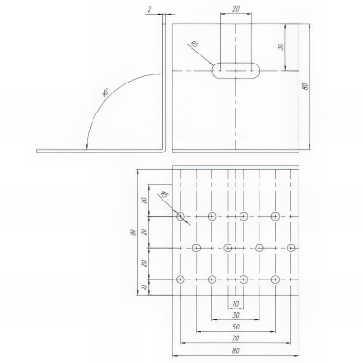 Équerre perforée ajustable galvanisée - 80 x 80 x 80 x 2,0 mm 2