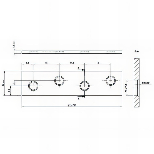 Connecteur plat étroit galvanisé - 58 x 14 x 1,5 mm