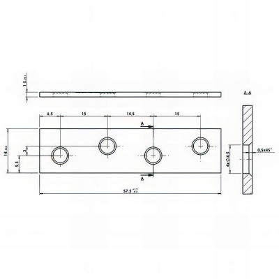 Connecteur plat étroit galvanisé - 58 x 14 x 1,5 mm