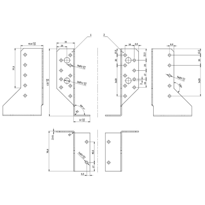 Sabot de charpente galvanisé aile extérieure - Droite - Larg. 28 x Ht. 130 mm 2