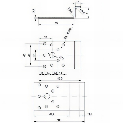 Connecteur joint Type Z galvanisé - 70 x 20 x 55 x 2,5 mm 2