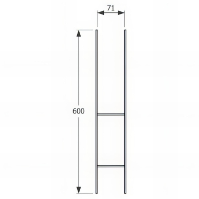 Pied de poteau en H zingué à sceller - 71 x 600 x 6,0 mm 2