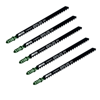 5 Lames scie Sauteuse CV (pour bois/plexi) Dents fraisées avoyées 110/132Mm - 4mm