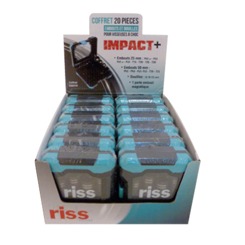Box 12 coffrets 20pcs embouts et douilles -- vissage à choc