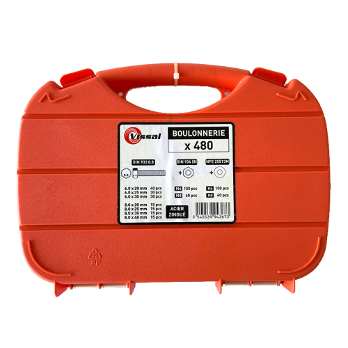 Malette 480Pcs Boulonnerie Vissal