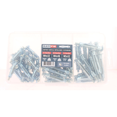 Coffret chevilles metal exp. - 25p/4x32 - 20p/4x46 - 15p/5x52