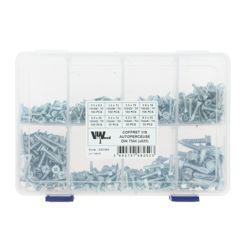 Coffret Vis Autoperceuse Din 7504 - 625Pcs