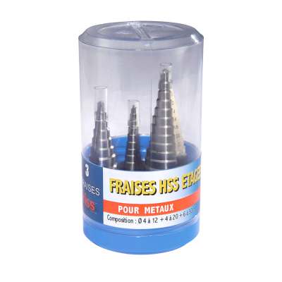 Coffret plastique de 3 fraises etagees hss