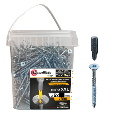 Seau Xxl 800 Vis Agglo ttap Fp Zinguée Torx255X50 Boite 800 Pcs
