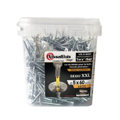 Seau Xxl 600 Vis Agglo ttap Fp Zinguée Torx255X60 Boite 600 Pcs 2