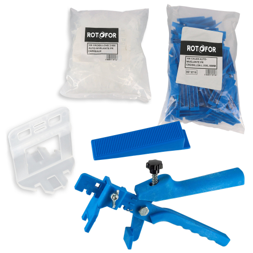 Kit de pose de carrelage : 100 croisillons de 3 mm auto-nivelants - 100 cales - pince