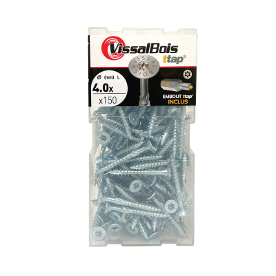 Boite de 150 vis agglo premium zinguée torx/ttap ailette 16/20/25/30mm - diam 4 mm