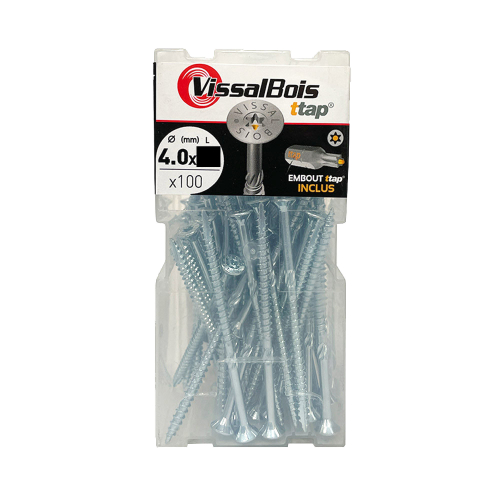 Boite de 100 vis agglo premium zinguée torx/ttap ailette 60/70mm - diam 4 mm