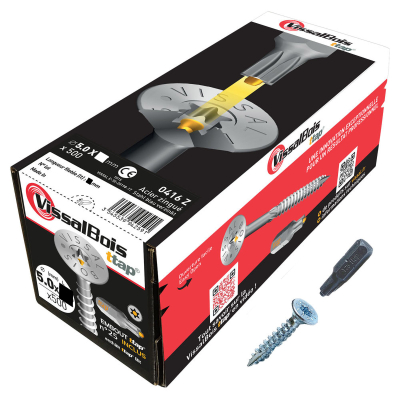 Boite de 500 vis agglo Torx5 zinguées à filetage partiel torx/ttap ailette 30/35mm - diam 5 mm