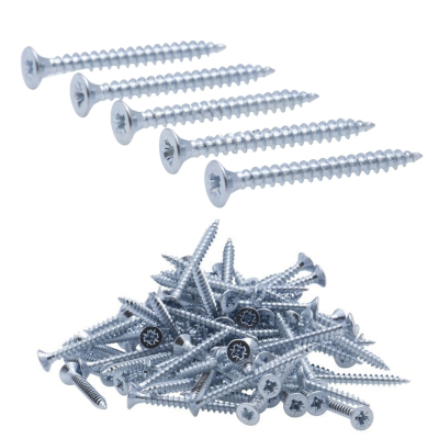 500 vis agglo tête fraisée pozidriv acier zingués blanc - Diamètre 4 mm