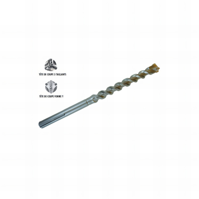 Foret pour perforateur marteau avec emmanchement SDS Max - longueur de 340 mm - équipé de 4 taillants