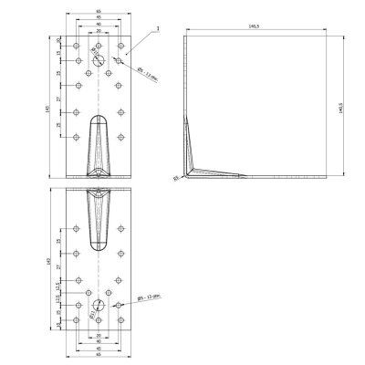 Équerre renforcée galvanisée - 140 x 140 x 65 x 2,5 mm 2