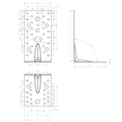 Équerre renforcée galvanisée - 172 x 105 x 90 x 3 mm