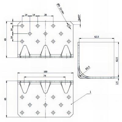 Équerre renforcée galvanisée - 65 x 65 x 100 x 2,5 mm